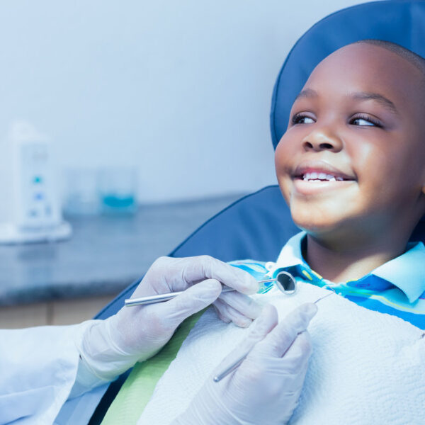 Close up of boy having his teeth examined